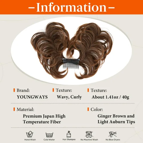 Miniatura 50 de Postizo de Cabello de Moño Desordenado Peine Lateral Clip en Moño de Cabello Postizo para Mujeres Corto Natural Liso Estilos Versátiles Ajustables