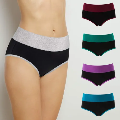 Miniatura 2 de INNERSY - Ropa interior de algodón para mujer, de talle alto, para posparto, paquete múltiple