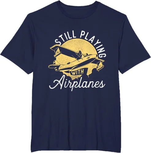 Miniatura 59 de Still Playing With Airplanes - Camiseta de control remoto RC Avión Piloto, Negro