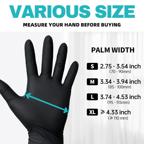 Miniatura 7 de Beastek Black Disposable Nitrile Exam Gloves 100 Pcs 4Mil Chemical Resistant Powder-Free Latex-Free Food Safe Medical Cooking 100 Negro (Large)