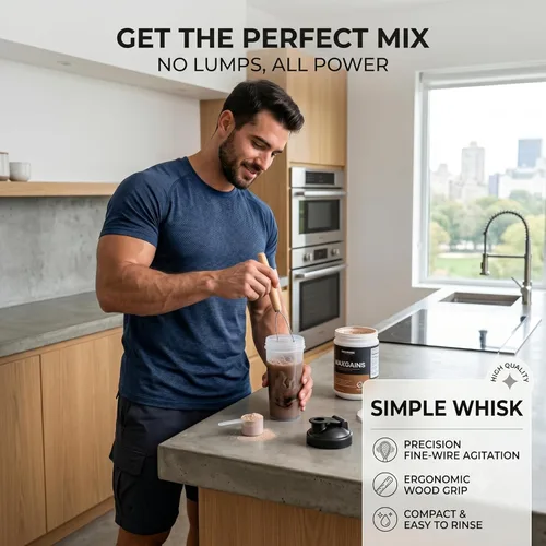 Miniatura 7 de Jar Whisk Stainless Steel with Wooden Handle For Sourdough Starter, Peanut Butter, Almond Butter, Cashew Butter, Protein Shakes, Tahini, Yogurt