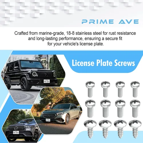 Miniatura 5 de Tornillos de matrícula de acero inoxidable para Mercedes Benz (longitud extendida)