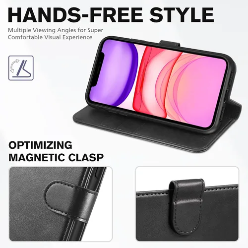 Miniatura 5 de TUCCH Funda tipo cartera para iPhone 11, [con bloqueo RFID] ranuras para tarjetas, soporte, cierre magnético, funda protectora de piel sintética