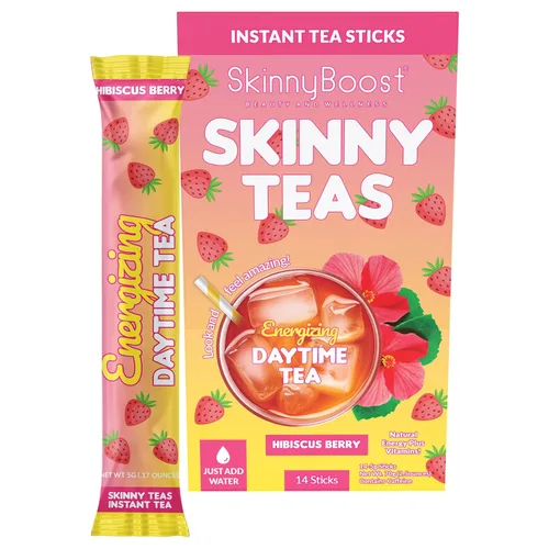 Miniatura 9 de Skinny Teas - Palitos de té energizante diurno, té instantáneo de menta cítrica, energía natural + apoyo al metabolismo, vitaminas + fibra