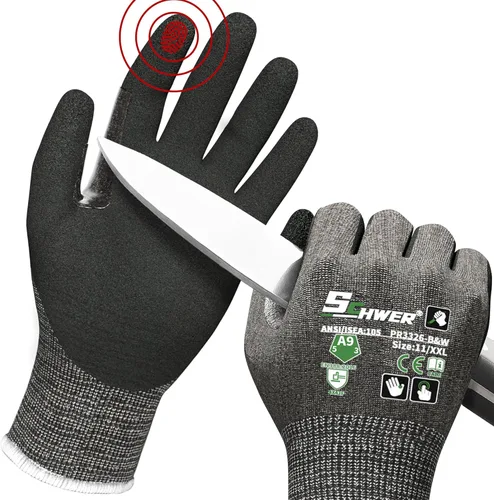 Miniatura 12 de Guantes de trabajo resistentes a los cortes de nivel más alto ProGuard PR3326 de Schwer para protección extrema, guantes ANSI A9 con pulgar