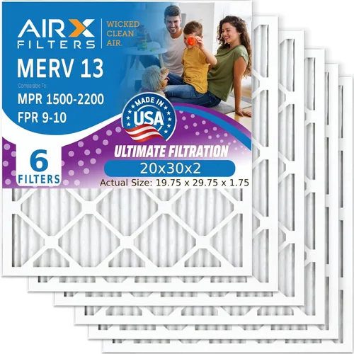 Miniatura 33 de AIRX FILTERS WICKED CLEAN AIR 10x10x1 MERV 13 Filtro electrostático plisado para aire acondicionado, paquete de 6 filtros HVAC para horno AC
