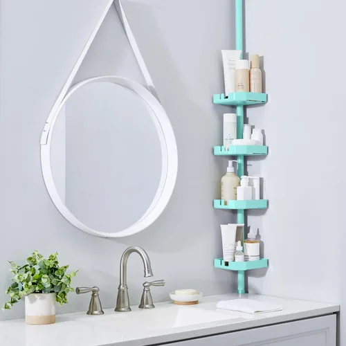 Miniatura 2 de Bath Bliss Organizador de ducha esquinero de tensión de 4 niveles Estantes Ajustable 48"-101" Organizador de baño Bañera y cabina de ducha