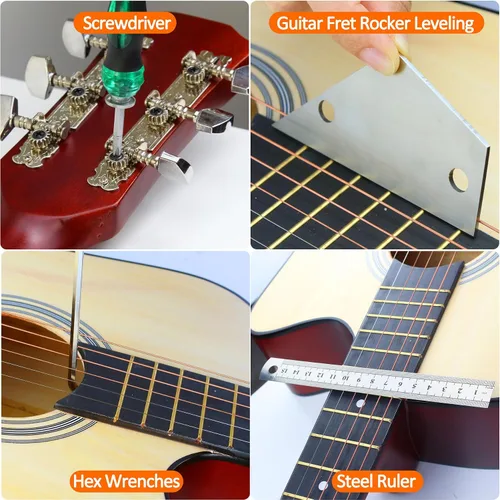 Miniatura 4 de 28 piezas de kit de herramientas para guitarra, accesorios de guitarra para regalos para hombres, kit de mantenimiento de guitarra con bolsa