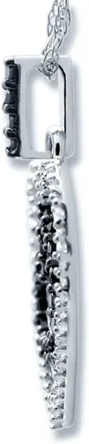 Miniatura 2 de ALESSANDRA BETTINI Colgante de corazón de diamante blanco y negro de corte redondo de 0.20 quilates con cadena, colgante de corazón Dabule, collares