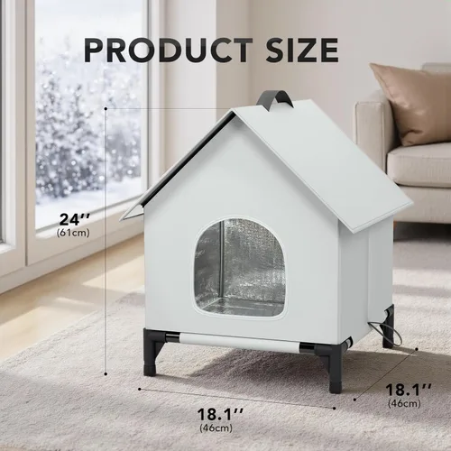 Miniatura 2 de Casa para gatos para exteriores e interiores, aislada y resistente a la intemperie, refugio plegable para gatos, fácil de armar, refugio