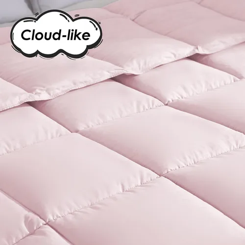 Miniatura 4 de Edredón tamaño King extragrande de 120 x 120 pulgadas, ligero, alternativo al plumón, para todas las estaciones, 8 pestañas en las esquinas, Rosa
