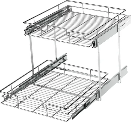 Miniatura 13 de LOVMOR Organizador de gabinete extraíble de 17 pulgadas de ancho x 21 pulgadas de profundidad, estantes extraíbles para armario de cocina, 1 Tier