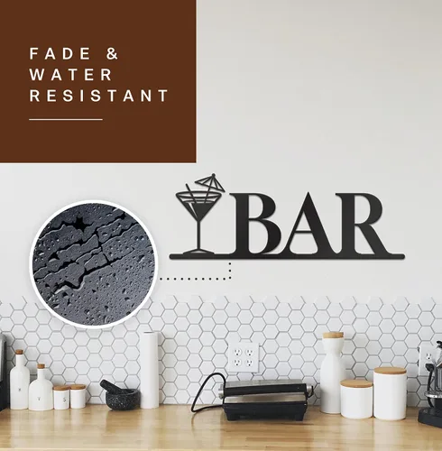 Miniatura 5 de Vivegate Decoración de pared de barra de metal, letras modernas de barra negra para decoración de bar del hogar