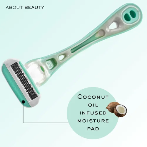 Miniatura 4 de Acerca de Beauty Complete 4 Blade System - Maquinilla de afeitar reutilizable, incluye 1 mango ergonómico reutilizable y 6 cartuchos de cuchillas
