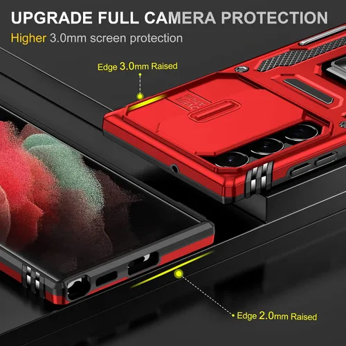 Miniatura 3 de Funda para Galaxy S22 Ultra, funda protectora para cámara deslizante con anillo giratorio y soporte a prueba de golpes para Samsung Galaxy S22
