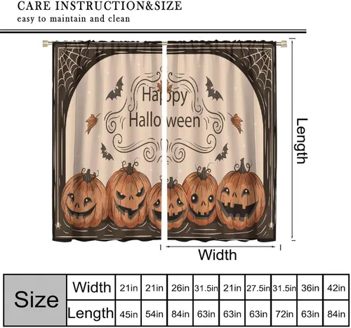 Miniatura 3 de Cortinas de bosque de Halloween, castillo negro, calabaza, murciélago, búho, gato, decoración de ventana de cocina, dormitorio, sala de estar