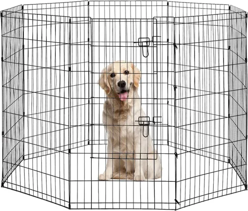 Miniatura 8 de BestPet - Corralito plegable de metal para perros, para interiores y exteriores, 8 paneles de 24 pulgadas