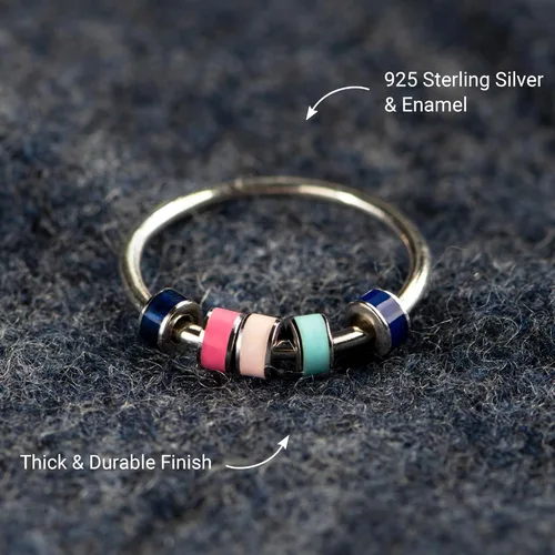 Miniatura 3 de STORYJEWELLERY Anillo giratorio, anillos de plata de ley 925 para la ansiedad para mujer, anillo giratorio, anillos de plata silenciosos