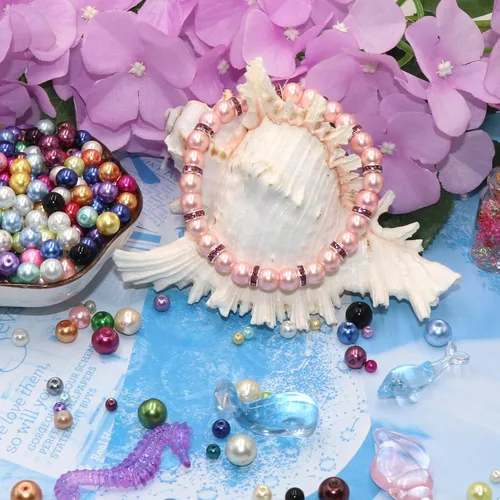 Miniatura 2 de 200 piezas de cuentas de perlas de cristal falsas redondas checas pequeñas con lustre satinado, cuentas separadoras sueltas a granel con agujeros