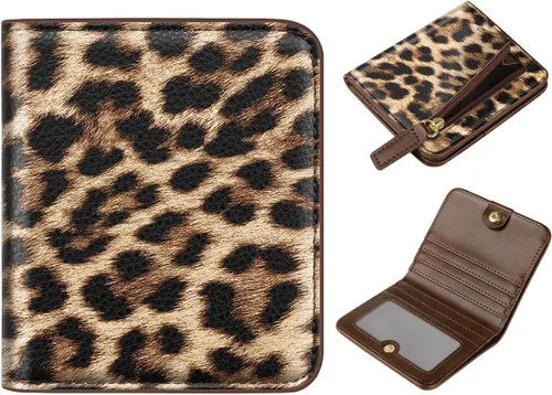 Miniatura 11 de Cartera pequeña con bloqueo RFID para mujer, con bolsillo plegable y compacto, lindo soporte para tarjetas de crédito, ranura para monedas, monedero
