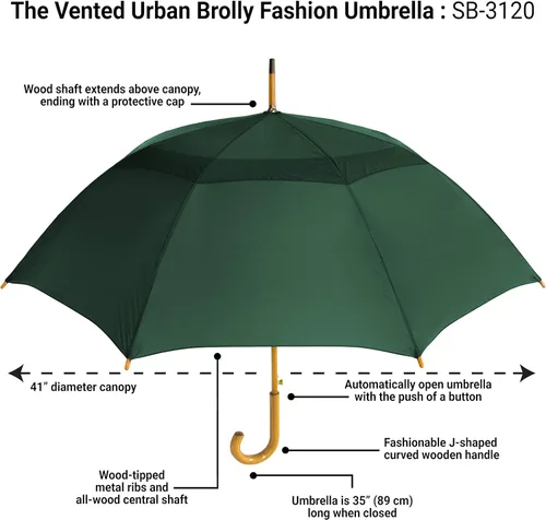 Miniatura 3 de STROMBERGBRAND UMBRELLAS El Brolly urbano ventilado, Verde cazador, El verde cazador Brolly urbano ventilado
