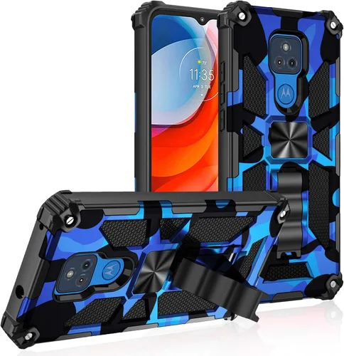 Miniatura 8 de Funda para Moto G Play 2021, grado militar, cubierta probada contra caídas, soporte integrado compatible con soporte magnético para automóvil, funda