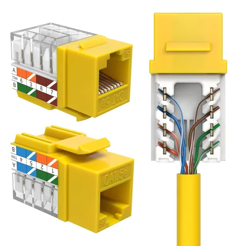 Miniatura 8 de Cat5e Keystone Ethernet Wall Jack Punch Down UTP 45 grados (terminación más fácil que 90 grados), terminación de velocidad de perfil delgado RJ45