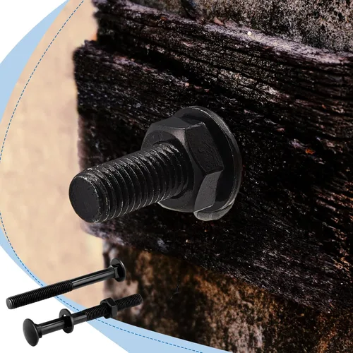 Miniatura 7 de Zonon Juego de 12 pernos de carro de 1/2 x 4 pulgadas, negro galvanizado, incluye arandelas resistentes a la corrosión y tuercas para accesorios