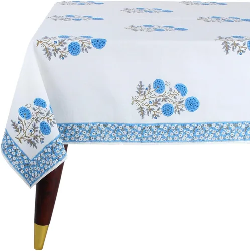 Miniatura 56 de Ridhi Mantel rectangular de algodón con estampado de bloque a mano amarillo mostaza, 102 x 48 pulgadas, reutilizable, decorativo para uso diario