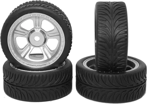Miniatura 2 de ShareGoo OD 2.55 pulgadas RC 0.472 in hexagonal de plástico llantas y neumáticos de goma para RC 1/10 On-Road Touring Racing Drift Car
