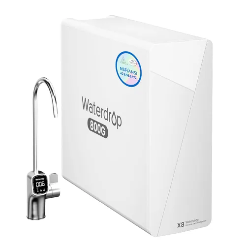Miniatura 10 de Waterdrop X8-Alkaline Mineral pH+ Sistema de ósmosis inversa sin tanque, Certificado NSF/ANSI 42&58&372, Filtro de agua RO de 800 GPD, Sistema