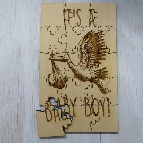 Miniatura 2 de ¡It's A Baby Boy! Rompecabezas de 15 piezas de madera de tilo, anuncio sorpresa de embarazo