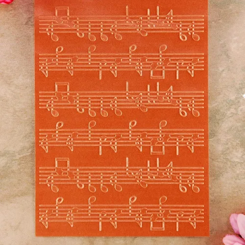 Miniatura 4 de Notación musical Fondo de partitura de música Carpetas de grabación en relieve de plástico para hacer tarjetas, álbumes de recortes y otras