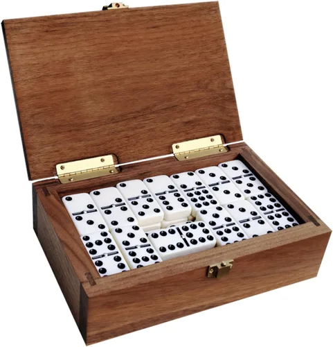 Miniatura 3 de Alex Cramer - Juego de dominó doble de 9 piezas para adultos con spinners. Juego de dominó en caja de nogal negro. Capacidad para 55 piezas