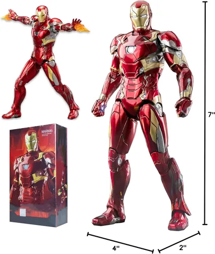 Miniatura 6 de LonullyMege MK46Ironman - Figuras de acción de 7 pulgadas, todas las articulaciones móviles, juguetes coleccionables, pintura metálica completa