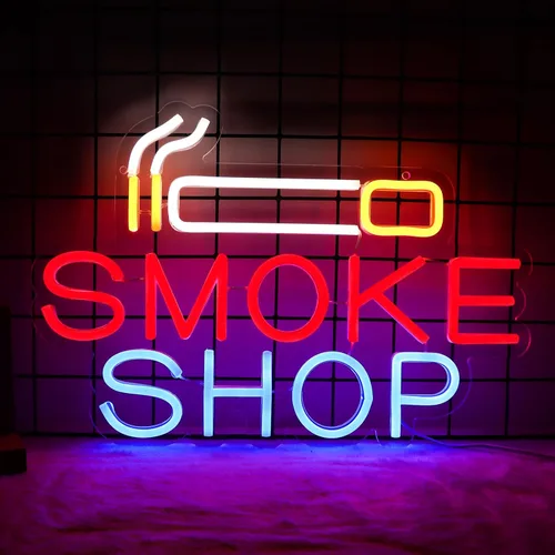 Miniatura 11 de Smoke Shop - Letrero de neón para publicidad de tienda de negocios, luz de cueva de hombre, decoración de bar o garaje, luz de vibraciones para pub