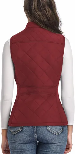 Miniatura 5 de LONGKING Chaleco de mujer, cuello alto, ligero, con cremallera, acolchado para mujer