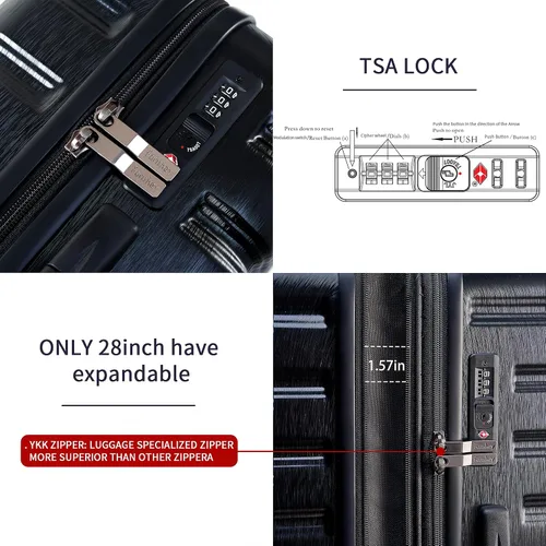 Miniatura 5 de Fanskey Equipaje, juego de 3 piezas maleta con ruedas giratorias, TSA LockHardshell, ligero, Tigerlily Naranja, Fanskey