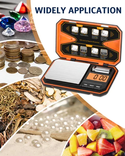 Miniatura 2 de Báscula digital de bolsillo, escala de alta precisión de 17.64 oz x 0.00 oz con peso de calibración de 1.76 oz, mini báscula de joyería de 6