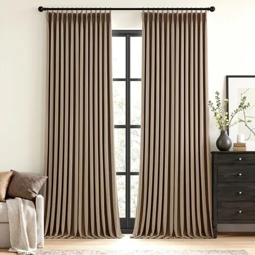 Miniatura 30 de MIULEE - Cortinas de lino beige con pliegues a presión 100% opacas para dormitorio, cortinas de ventana con memoria y bloqueo de luz para oscurecer