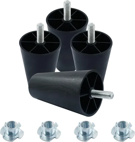 Miniatura 8 de Murtenze 4 patas de plástico para sofá de 2 pulgadas, patas de repuesto negras para sofá, patas redondas para muebles con pernos M8 para sofá