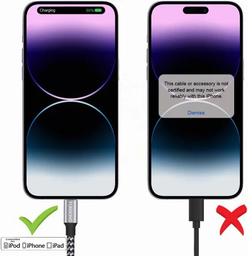 Miniatura 3 de YUNSONG Cargador para iPhone [certificado MFi], paquete de 3 cables Lightning trenzados de nailon de 6 pies, carga rápida, sincronización de datos
