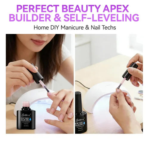 Miniatura 6 de Gelike EC Peachy Jelly Gel de Pegamento para Uñas - 6 en 1 Uñas Acrílicas Transparentes Extra Fuertes - Adhesivo de Extensión de Larga Duración UV