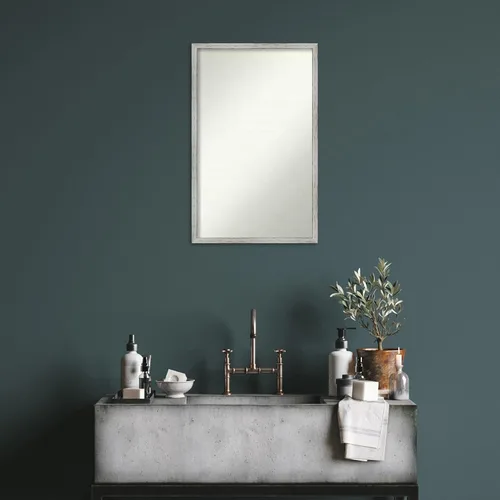 Miniatura 241 de Amanti Art Espejo de baño blanco para sobre el fregadero, 32 x 45 pulgadas, espejo de tocador rectangular blanco esbelto, marco de madera moderno