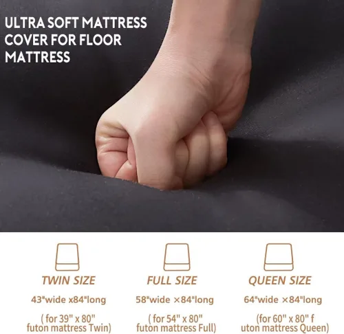 Miniatura 5 de Funda para futón japonés de piso con cierre, súper suave y lavable a máquina Twin Full Queen