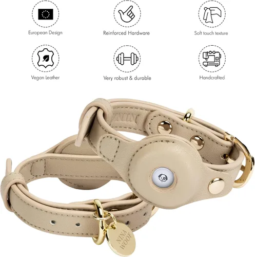 Miniatura 3 de Collares, arneses y correas para perros Nina Woof de Cupertino, fabricados con cuero vegano con soporte para dispositivo de seguimiento de perros