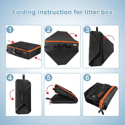 Miniatura 8 de Deblue Caja de Arena Portátil de Viaje para Gatos con Tapa, A Prueba de Fugas y A Prueba de Agua, Caja de Arena Ligera para Gatos para Carro, Viaje