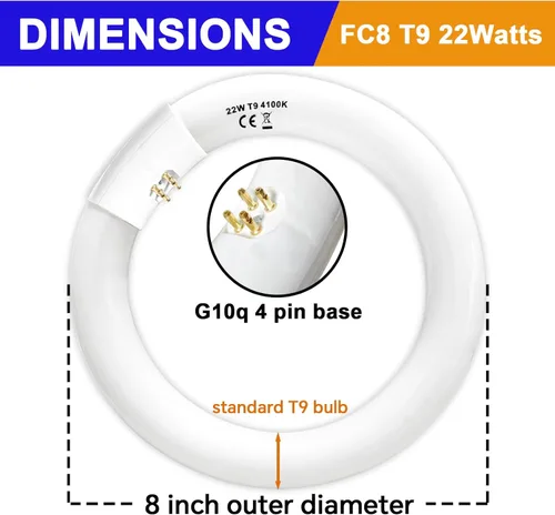 Miniatura 9 de FC8T9/CW 22W y FC12T9/CW 32W Set de focos blancos fríos, focos circulares de 8 pulgadas T9 de 22 vatios, foco fluorescente circline de 12 pulgadas