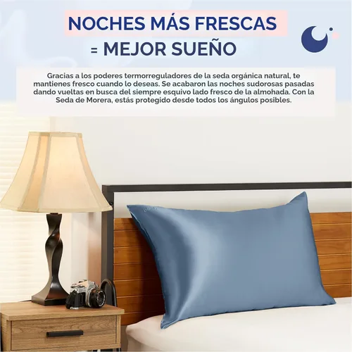 Miniatura 7 de Funda de almohada 100% de seda de morera pura de Blissy, fibras de alta calidad 6A con densidad de 22 momme, para el cuidado del cabello y la piel
