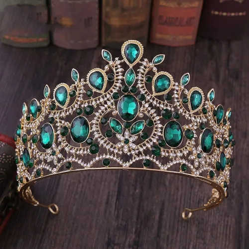 hair jewelry crown tiaras for women Wedding Tiaras and Crowns Red Rhinestone Bridal Hair Jewelry Retro Crystal Women Headpiece Baroque Headdband